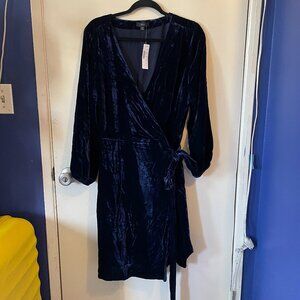 NWT J. Crew Blue Velvet Wrap Dress